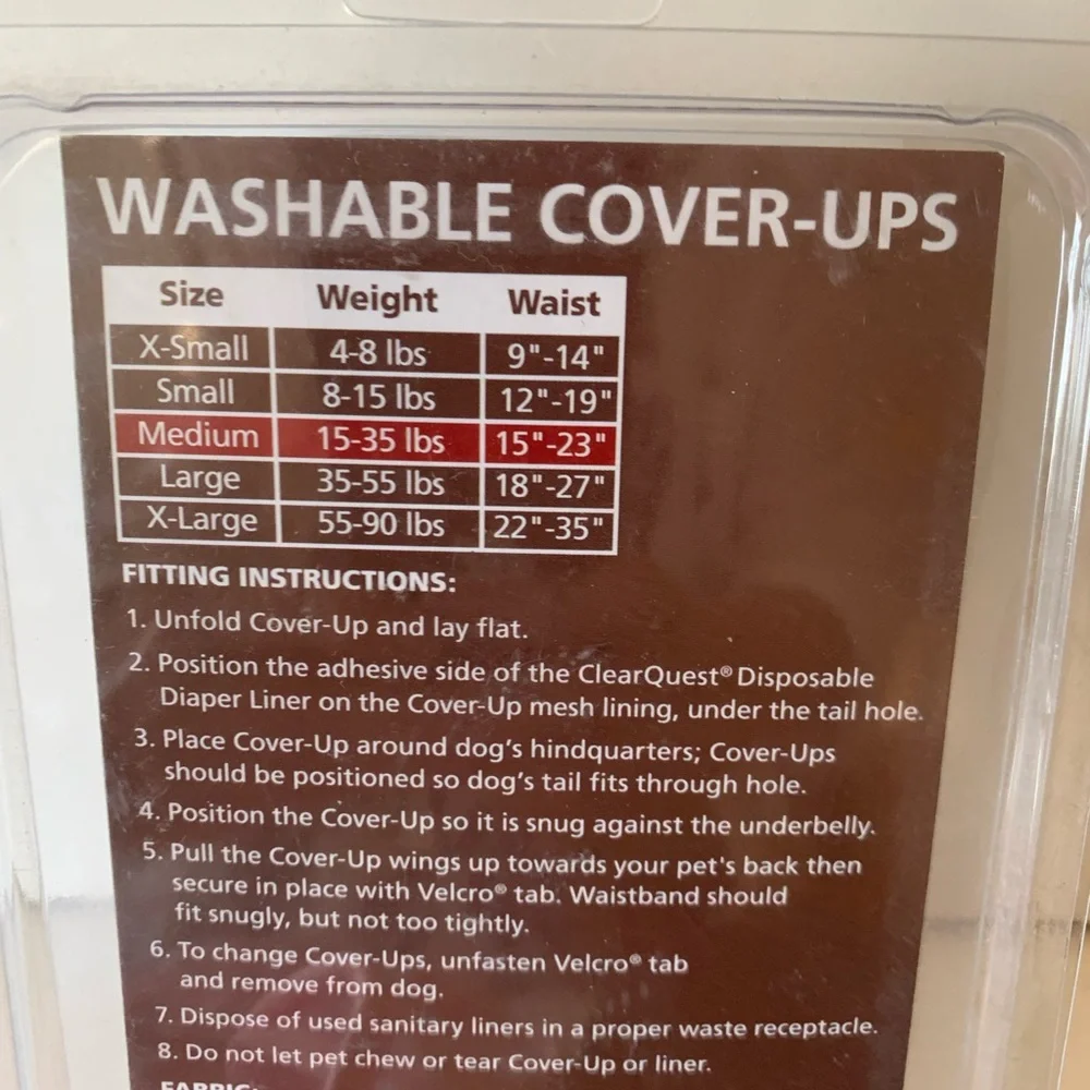 ClearQuest Washable Dog Cover-Ups. Pack of 2 Size Medium but wears like a Small